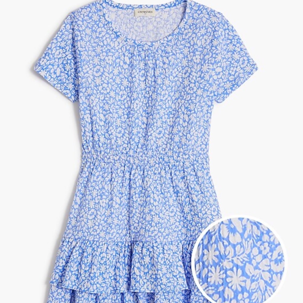 J.Crew Girls' floral crinkle-knit ruffle dress